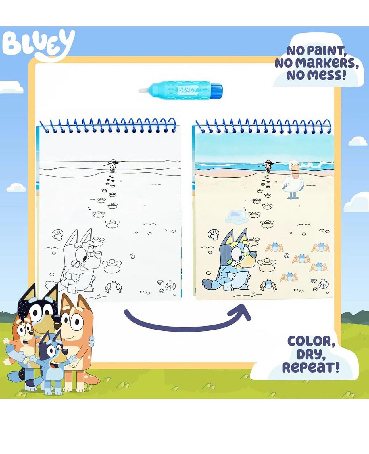 Libro para colorear con agua Bluey